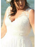 Ivory Lace Chiffon Plus Size Wedding Dress